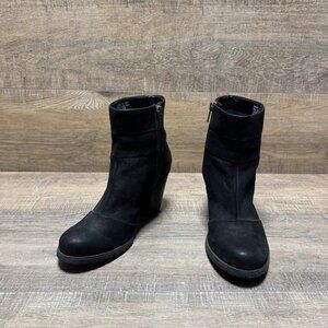 Clarks Artisan Mission Manor Nubuck Black Leather Ankle Boots Women's Size 7